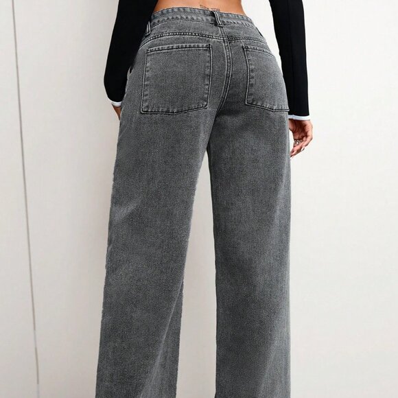 Grey Casual Women's Minimalist Denim Jeans - Picture 4 of 8
